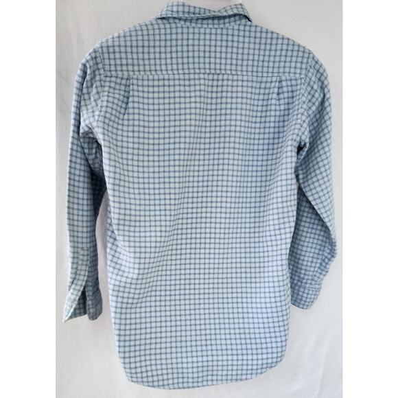 Eddie Bauer Two Tone Blue  Long Sleeve Plaid 100 % Cotton Flannel Shirt W Med - Picture 2 of 11